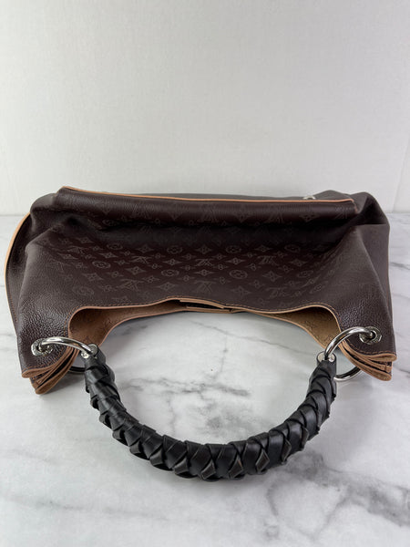 Louis Vuitton Carmel Mahina Chocolate Brown Hobo Shoulder Bag