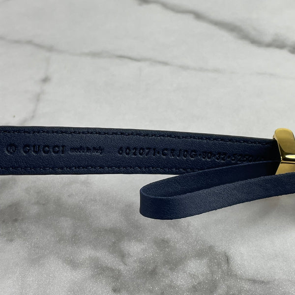 Gucci Blue Agata Suede Thin Belt Size 80/32