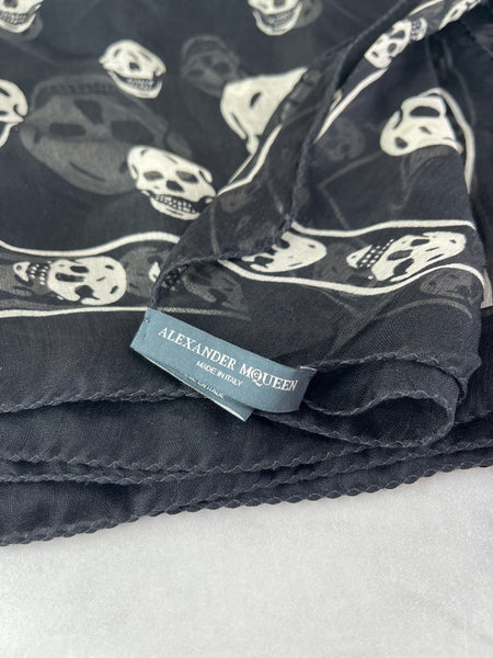 Alexander McQueen Classic Black/White Silk Skull Scarf