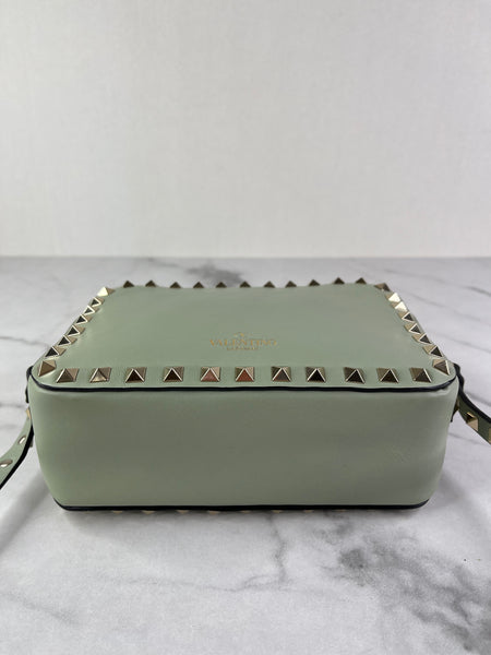 Valentino Light Green Rockstud crossbody/shoulder camera bag