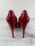 Ferragamo Red Rosso Patent Pimpa Rounded Toe Bow Pumps Size 6