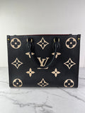 Louis Vuitton Black/Beige Monogram Empreinte Leather OnTheGo MM Shoulder Bag
