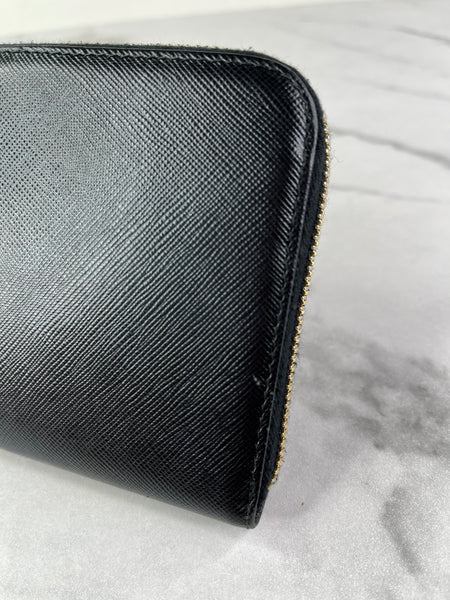 Prada Black Saffiano Zip Wallet