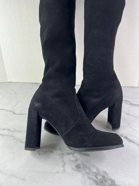 Stuart Weitzman Black Suede Hiline Over The Knee Boots Size 6
