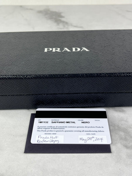Prada Black Saffiano Flap Wallet