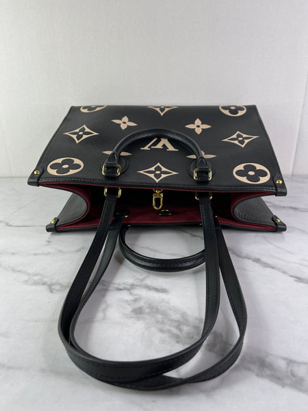 Louis Vuitton Black/Beige Monogram Empreinte Leather OnTheGo MM Shoulder Bag