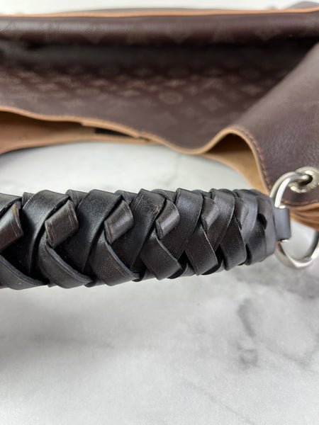 Louis Vuitton Carmel Mahina Chocolate Brown Hobo Shoulder Bag