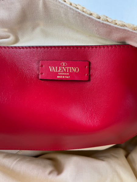 Valentino VLogo Signature Raffia Tote Bag