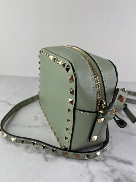 Valentino Light Green Rockstud crossbody/shoulder camera bag