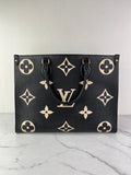 Louis Vuitton Black/Beige Monogram Empreinte Leather OnTheGo MM Shoulder Bag