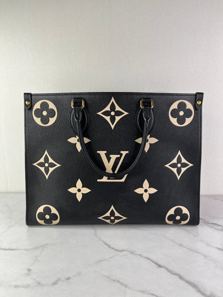 Louis Vuitton Black/Beige Monogram Empreinte Leather OnTheGo MM Shoulder Bag