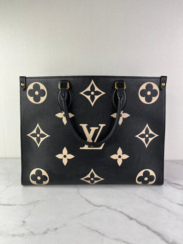 Louis Vuitton Black/Beige Monogram Empreinte Leather OnTheGo MM Shoulder Bag