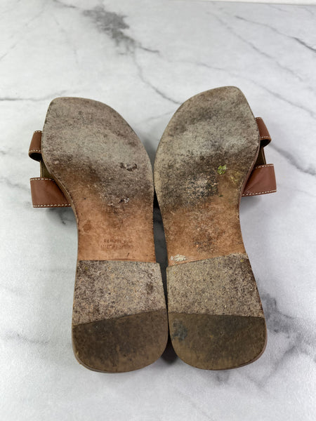 Hermes Gold (Brown) Oran Flat Sandals Size 37