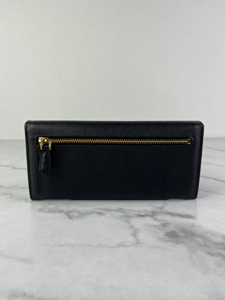 Prada Black Saffiano Flap Wallet