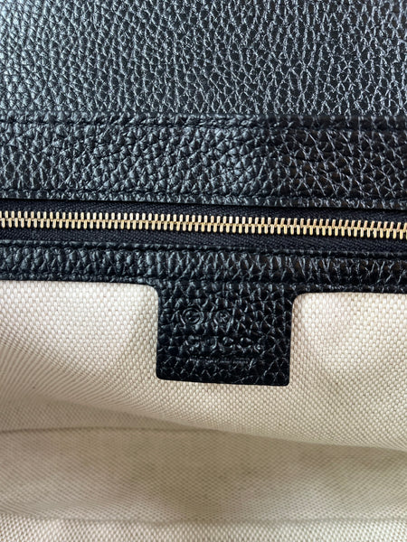 Gucci Black Pebbled Leather Soho Chain Flap Shoulder Bag