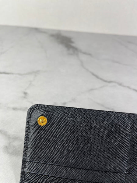 Prada Black Saffiano Flap Wallet