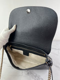 Gucci Black Pebbled Leather Soho Chain Flap Shoulder Bag