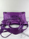 BALENCIAGA Ultraviolet Agneau Classic Hardware City Shoulder Bag