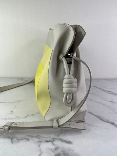 LOEWE Medium Flamenco Pale Grey/Light Citrine nappa calfskin clutch/crossbody/shoulder bag