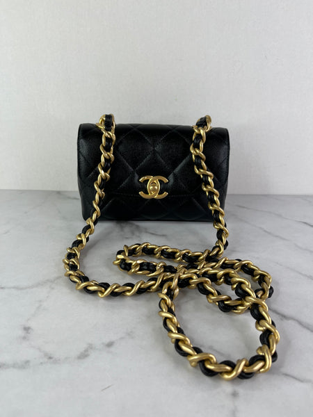 Chanel Mini Black Caviar Chunky Chain Flap Crossbody/Shoulder Bag