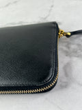 Prada Black Saffiano Zip Wallet