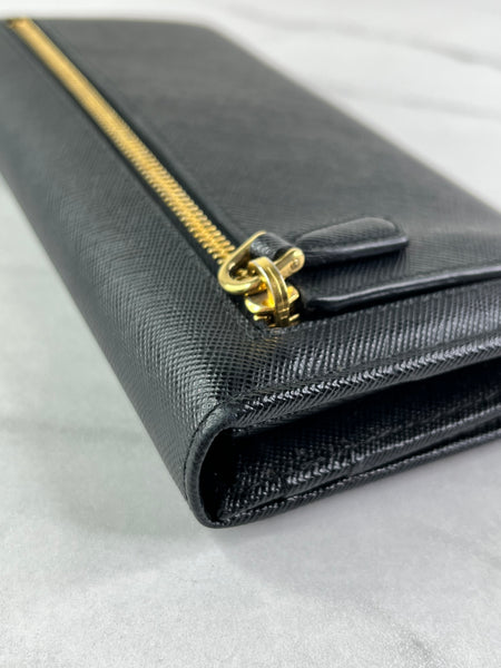 Prada Black Saffiano Flap Wallet