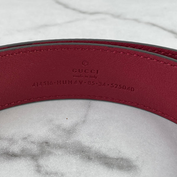 Gucci GG Marmont Supreme Beige Ebony / Red Belt Size 85/34