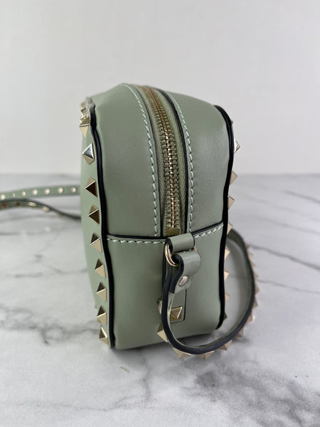 Valentino Light Green Rockstud crossbody/shoulder camera bag