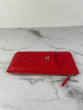 Chanel Red Caviar Quilted Classic iPhone Pouch/Wallet