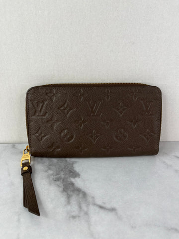 LOUIS VUITTON Monogram Terre Brown Empreinte Zippy Wallet