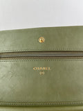 CHANEL Chevron Green Wallet on Chain Crossbody/Shoulder Bag