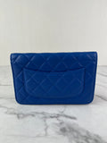 CHANEL Quilted Lambskin Blue Wallet on Chain Crossbody/Shoulder Bag