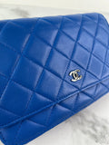CHANEL Quilted Lambskin Blue Wallet on Chain Crossbody/Shoulder Bag