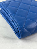 CHANEL Quilted Lambskin Blue Wallet on Chain Crossbody/Shoulder Bag
