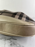 BURBERRY Light Taupe Beige Smoked Check Coated Canvas Brooklyn hobo shoulder bag