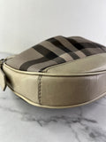 BURBERRY Light Taupe Beige Smoked Check Coated Canvas Brooklyn hobo shoulder bag