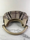 BURBERRY Light Taupe Beige Smoked Check Coated Canvas Brooklyn hobo shoulder bag