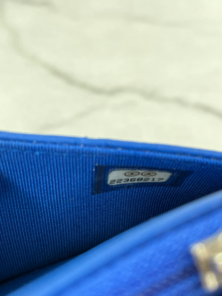 CHANEL Quilted Lambskin Blue Wallet on Chain Crossbody/Shoulder Bag