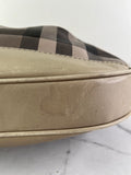 BURBERRY Light Taupe Beige Smoked Check Coated Canvas Brooklyn hobo shoulder bag