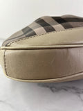 BURBERRY Light Taupe Beige Smoked Check Coated Canvas Brooklyn hobo shoulder bag