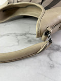 BURBERRY Light Taupe Beige Smoked Check Coated Canvas Brooklyn hobo shoulder bag