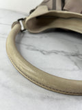 BURBERRY Light Taupe Beige Smoked Check Coated Canvas Brooklyn hobo shoulder bag