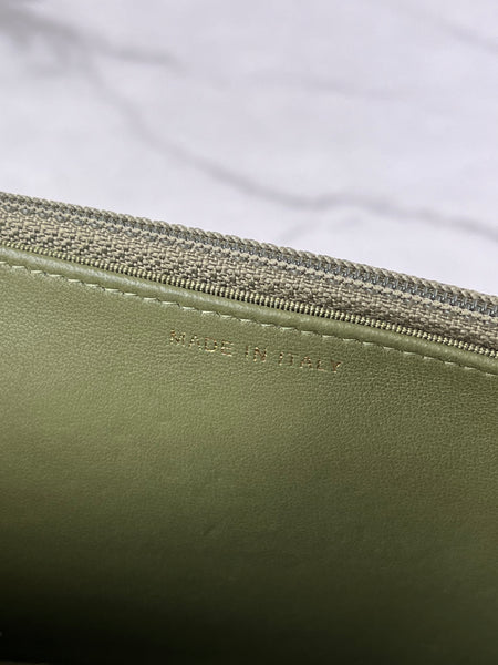 CHANEL Chevron Green Wallet on Chain Crossbody/Shoulder Bag