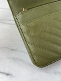 CHANEL Chevron Green Wallet on Chain Crossbody/Shoulder Bag