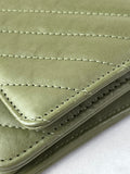 CHANEL Chevron Green Wallet on Chain Crossbody/Shoulder Bag