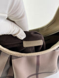 BURBERRY Light Taupe Beige Smoked Check Coated Canvas Brooklyn hobo shoulder bag