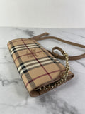 BURBERRY Beige Haymarket Check Coated Canvas Henley Crossbody Bag/Wallet on Chain