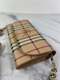 BURBERRY Beige Haymarket Check Coated Canvas Henley Crossbody Bag/Wallet on Chain