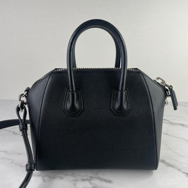 GIVENCHY Black Sugar Leather Mini Antigona Shoulder/Crossbody Bag
