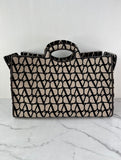 VALENTINO Naturale/Black/Fondant Iconographe Fabric Le Troisième Tote Shoulder/Crossbody Bag